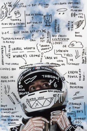 Oeuvre artistique. dessins sur tirage photo. Pole Position